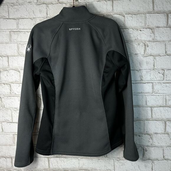 Spyder Jacket Constant Full Zip Sweater Fleece Knit Jacquard Gray Black M - Picture 2 of 13
